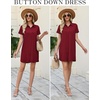 image:imageEkouaer Nightgowns for Women Button Down V Neck Sleepshirt Short Sleeve Nursing Dress SXXLWine Red
