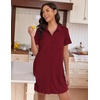 image:imageEkouaer Nightgowns for Women Button Down V Neck Sleepshirt Short Sleeve Nursing Dress SXXLWine Red