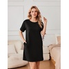 image:imageEkouaer Nightgowns for Women Cotton Sleep Shirts Tshirt Nightshirt Casual Sleepdress Pullover Dress with Pockets S3XLBlack