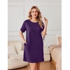 image:imageEkouaer Nightgowns for Women Cotton Sleep Shirts Tshirt Nightshirt Casual Sleepdress Pullover Dress with Pockets S3XLDark Purple