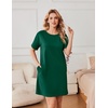 image:imageEkouaer Nightgowns for Women Cotton Sleep Shirts Tshirt Nightshirt Casual Sleepdress Pullover Dress with Pockets S3XLEvergreen