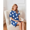 image:imageEkouaer Nightgowns for Women Cotton Sleep Shirts Tshirt Nightshirt Casual Sleepdress Pullover Dress with Pockets S3XLLeopard Flower