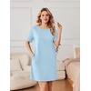 image:imageEkouaer Nightgowns for Women Cotton Sleep Shirts Tshirt Nightshirt Casual Sleepdress Pullover Dress with Pockets S3XLLight Blue