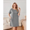 image:imageEkouaer Nightgowns for Women Cotton Sleep Shirts Tshirt Nightshirt Casual Sleepdress Pullover Dress with Pockets S3XLLight Gray