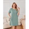 image:imageEkouaer Nightgowns for Women Cotton Sleep Shirts Tshirt Nightshirt Casual Sleepdress Pullover Dress with Pockets S3XLLight Green