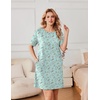 image:imageEkouaer Nightgowns for Women Cotton Sleep Shirts Tshirt Nightshirt Casual Sleepdress Pullover Dress with Pockets S3XLLight Green Flowers