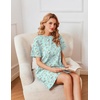 image:imageEkouaer Nightgowns for Women Cotton Sleep Shirts Tshirt Nightshirt Casual Sleepdress Pullover Dress with Pockets S3XLLight Green Flowers