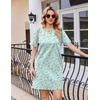 image:imageEkouaer Nightgowns for Women Cotton Sleep Shirts Tshirt Nightshirt Casual Sleepdress Pullover Dress with Pockets S3XLLight Green Flowers