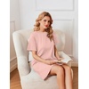 image:imageEkouaer Nightgowns for Women Cotton Sleep Shirts Tshirt Nightshirt Casual Sleepdress Pullover Dress with Pockets S3XLLight Pink