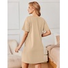 image:imageEkouaer Nightgowns for Women Cotton Sleep Shirts Tshirt Nightshirt Casual Sleepdress Pullover Dress with Pockets S3XLLight Yellow