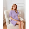 image:imageEkouaer Nightgowns for Women Cotton Sleep Shirts Tshirt Nightshirt Casual Sleepdress Pullover Dress with Pockets S3XLLilac