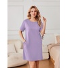 image:imageEkouaer Nightgowns for Women Cotton Sleep Shirts Tshirt Nightshirt Casual Sleepdress Pullover Dress with Pockets S3XLLilac