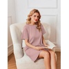 image:imageEkouaer Nightgowns for Women Cotton Sleep Shirts Tshirt Nightshirt Casual Sleepdress Pullover Dress with Pockets S3XLLotus Pink