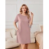 image:imageEkouaer Nightgowns for Women Cotton Sleep Shirts Tshirt Nightshirt Casual Sleepdress Pullover Dress with Pockets S3XLLotus Pink