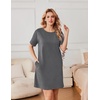 image:imageEkouaer Nightgowns for Women Cotton Sleep Shirts Tshirt Nightshirt Casual Sleepdress Pullover Dress with Pockets S3XLMedium Gray