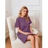 image:imageEkouaer Nightgowns for Women Cotton Sleep Shirts Tshirt Nightshirt Casual Sleepdress Pullover Dress with Pockets S3XLMulberry