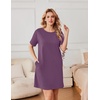 image:imageEkouaer Nightgowns for Women Cotton Sleep Shirts Tshirt Nightshirt Casual Sleepdress Pullover Dress with Pockets S3XLMulberry