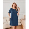 image:imageEkouaer Nightgowns for Women Cotton Sleep Shirts Tshirt Nightshirt Casual Sleepdress Pullover Dress with Pockets S3XLNavy Blue