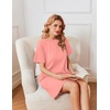 image:imageEkouaer Nightgowns for Women Cotton Sleep Shirts Tshirt Nightshirt Casual Sleepdress Pullover Dress with Pockets S3XLOrange Pink