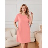 image:imageEkouaer Nightgowns for Women Cotton Sleep Shirts Tshirt Nightshirt Casual Sleepdress Pullover Dress with Pockets S3XLOrange Pink