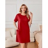 image:imageEkouaer Nightgowns for Women Cotton Sleep Shirts Tshirt Nightshirt Casual Sleepdress Pullover Dress with Pockets S3XLTeal Red