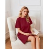 image:imageEkouaer Nightgowns for Women Cotton Sleep Shirts Tshirt Nightshirt Casual Sleepdress Pullover Dress with Pockets S3XLWine Red