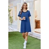 image:imageEkouaer Womens Nightgown Short Sleeve Sleepshirt V Neck Sleepdress Casual Nightshirt Sleepwear Loungewear SXXXLBlue