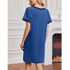 image:imageEkouaer Womens Nightgown Short Sleeve Sleepshirt V Neck Sleepdress Casual Nightshirt Sleepwear Loungewear SXXXLBlue