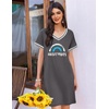 image:imageEkouaer Womens Nightgown Short Sleeve Sleepshirt V Neck Sleepdress Casual Nightshirt Sleepwear Loungewear SXXXLDark Grey