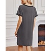image:imageEkouaer Womens Nightgown Short Sleeve Sleepshirt V Neck Sleepdress Casual Nightshirt Sleepwear Loungewear SXXXLDark Grey2