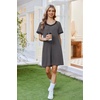 image:imageEkouaer Womens Nightgown Short Sleeve Sleepshirt V Neck Sleepdress Casual Nightshirt Sleepwear Loungewear SXXXLDark Grey2