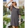 image:imageEkouaer Womens Nightgown Short Sleeve Sleepshirt V Neck Sleepdress Casual Nightshirt Sleepwear Loungewear SXXXLDark Grey2