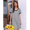 image:imageEkouaer Womens Nightgown Short Sleeve Sleepshirt V Neck Sleepdress Casual Nightshirt Sleepwear Loungewear SXXXLLight Grey