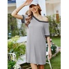 image:imageEkouaer Womens Nightgown Short Sleeve Sleepshirt V Neck Sleepdress Casual Nightshirt Sleepwear Loungewear SXXXLLight Grey