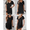image:imageEkouaer Womens Nightgowns for Women Short Sleeves V Neck Sleepwear Plus Size Sleepshirt Short Nightshirt Tshirts Dress SXXLBlack