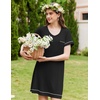 image:imageEkouaer Womens Nightgowns for Women Short Sleeves V Neck Sleepwear Plus Size Sleepshirt Short Nightshirt Tshirts Dress SXXLBlack