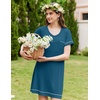 image:imageEkouaer Womens Nightgowns for Women Short Sleeves V Neck Sleepwear Plus Size Sleepshirt Short Nightshirt Tshirts Dress SXXLBlue Green