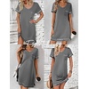 image:imageEkouaer Womens Nightgowns for Women Short Sleeves V Neck Sleepwear Plus Size Sleepshirt Short Nightshirt Tshirts Dress SXXLDark Grey