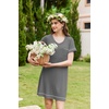 image:imageEkouaer Womens Nightgowns for Women Short Sleeves V Neck Sleepwear Plus Size Sleepshirt Short Nightshirt Tshirts Dress SXXLDark Grey