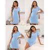 image:imageEkouaer Womens Nightgowns for Women Short Sleeves V Neck Sleepwear Plus Size Sleepshirt Short Nightshirt Tshirts Dress SXXLLight Blue