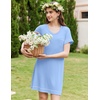 image:imageEkouaer Womens Nightgowns for Women Short Sleeves V Neck Sleepwear Plus Size Sleepshirt Short Nightshirt Tshirts Dress SXXLLight Blue