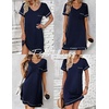 image:imageEkouaer Womens Nightgowns for Women Short Sleeves V Neck Sleepwear Plus Size Sleepshirt Short Nightshirt Tshirts Dress SXXLNavy Blue