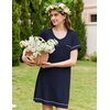 image:imageEkouaer Womens Nightgowns for Women Short Sleeves V Neck Sleepwear Plus Size Sleepshirt Short Nightshirt Tshirts Dress SXXLNavy Blue