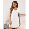 image:imageEkouaer Womens Nightgowns for Women Short Sleeves V Neck Sleepwear Plus Size Sleepshirt Short Nightshirt Tshirts Dress SXXLWhite