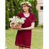 image:imageEkouaer Womens Nightgowns for Women Short Sleeves V Neck Sleepwear Plus Size Sleepshirt Short Nightshirt Tshirts Dress SXXLWine Red