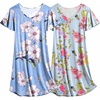 image:imageEkouaer 2 Pack Womens Nightgown Short Sleeve Nightshirts Comfy Soft Pajama Sleep DressBlue Flowerpink Flower