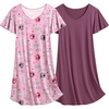 image:imageEkouaer 2 Pack Womens Nightgown Short Sleeve Nightshirts Comfy Soft Pajama Sleep DressCat  Purple