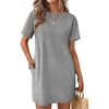 image:imageEkouaer Nightgowns for Women Cotton Sleep Shirts Tshirt Nightshirt Casual Sleepdress Pullover Dress with Pockets S3XLLight Gray