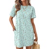 image:imageEkouaer Nightgowns for Women Cotton Sleep Shirts Tshirt Nightshirt Casual Sleepdress Pullover Dress with Pockets S3XLLight Green Flowers