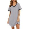 image:imageEkouaer Womens Nightgown Short Sleeve Sleepshirt V Neck Sleepdress Casual Nightshirt Sleepwear Loungewear SXXXLLight Grey